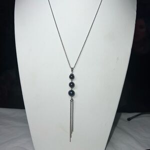 Stainless Steel Pearl Y Tassel Necklace